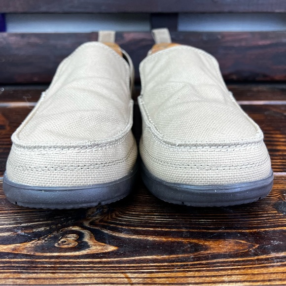 CROCS Walu Slip-On Loafers Khaki/Brown Canvas Slip On Boat Shoes - Picture 5 of 11
